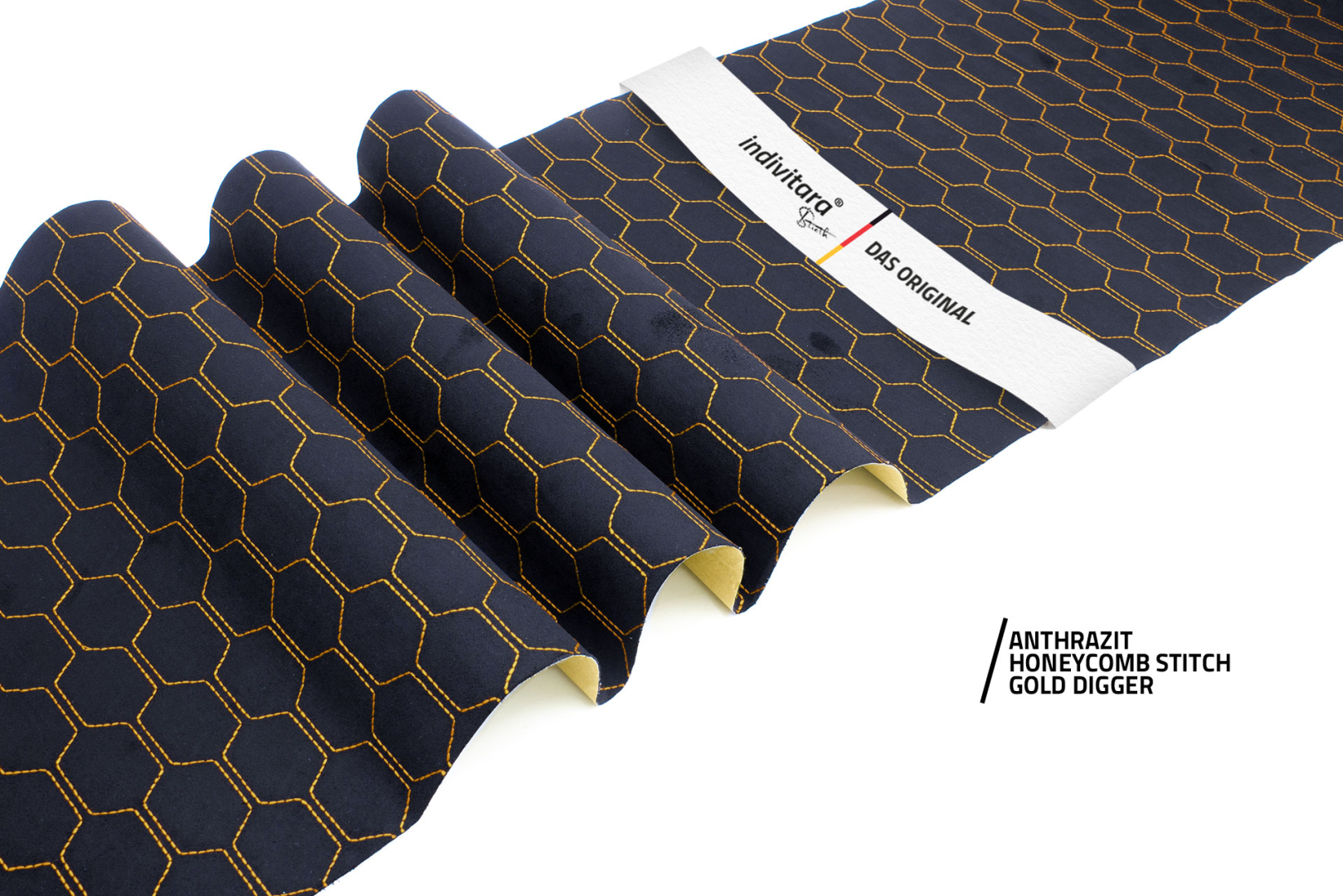 indivitara® Premium Stitch - selbstklebender Mikrofaserstoff Premium mit echten Nähten - Meterware - verschiedene Farben